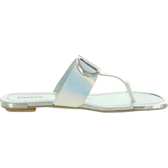NWT DKNY Women's Footwear Isha Flat Sandal K4169795 Silver Iridescent Halcott 7M - Picture 4 of 11